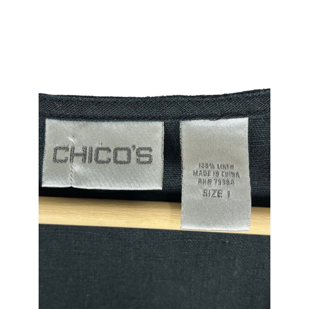 Chico’s Black 100% Linen Sleeveless A-Line Tunic Top Minimalist Size 1 - Picture 4 of 9
